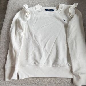 Polo by Ralph Lauren White Girls Sweatshirt with Navy Pony